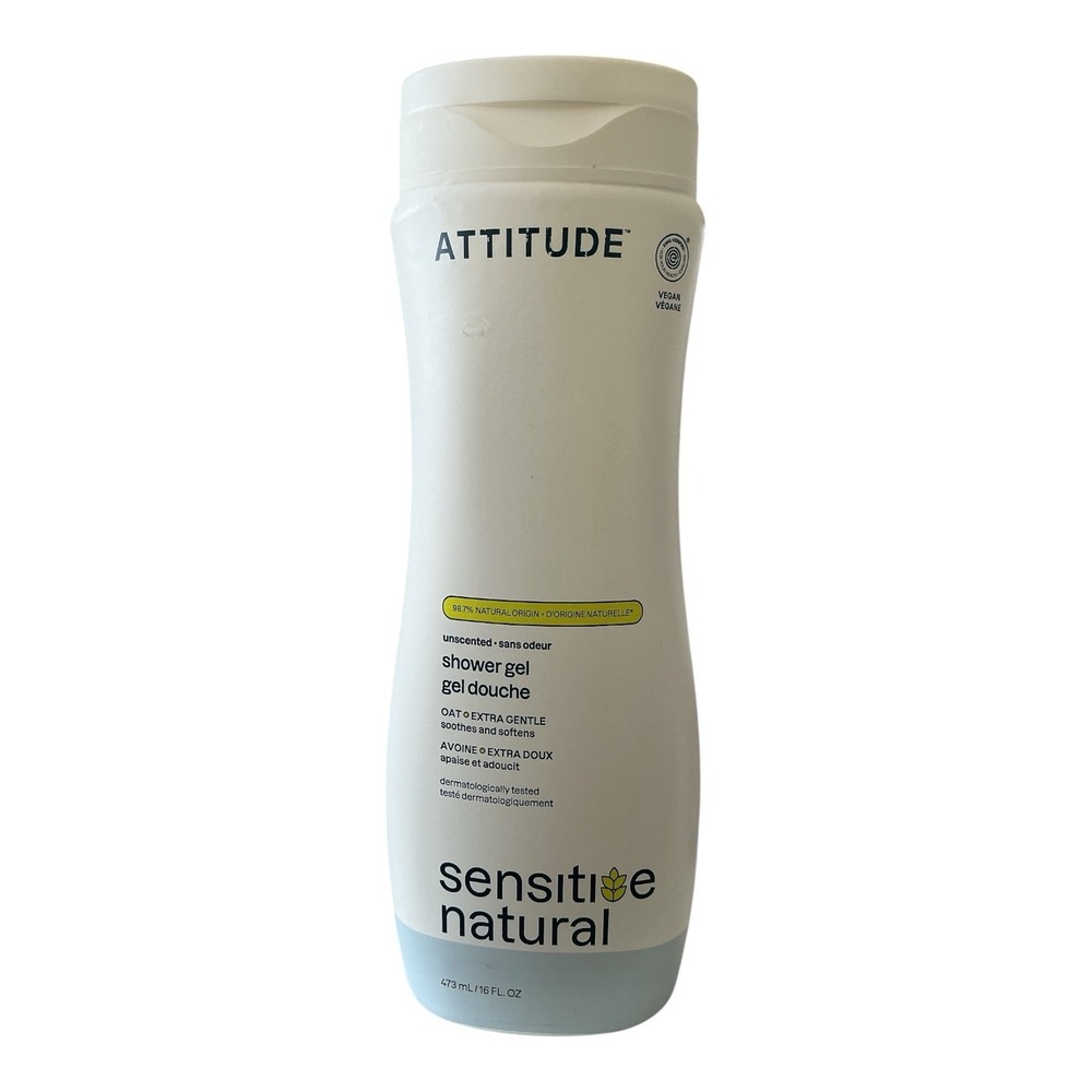 Attitude - Sensitive Natural Shower Gel (16 oz) - Unscented Oat Body Wash
